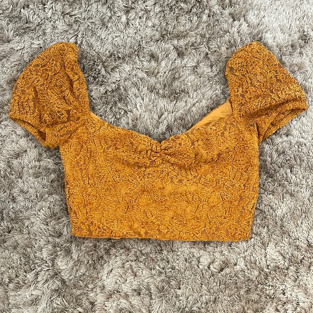 Mustard color privacy please from revolve crop top
